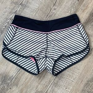 Lululemon black and white stripe Speed Shorts size 2